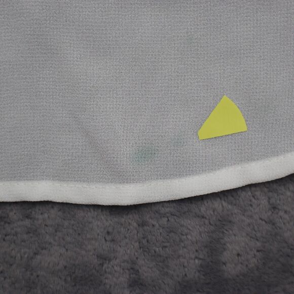 EM Shirt Womens White Blue Sleeveless Collared Button Sheer High Low Hem - Picture 6 of 15